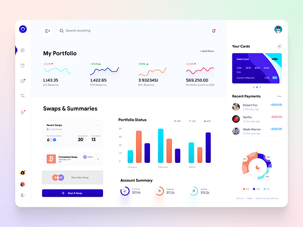 Orizon UI component showcase with color palette and typography examples